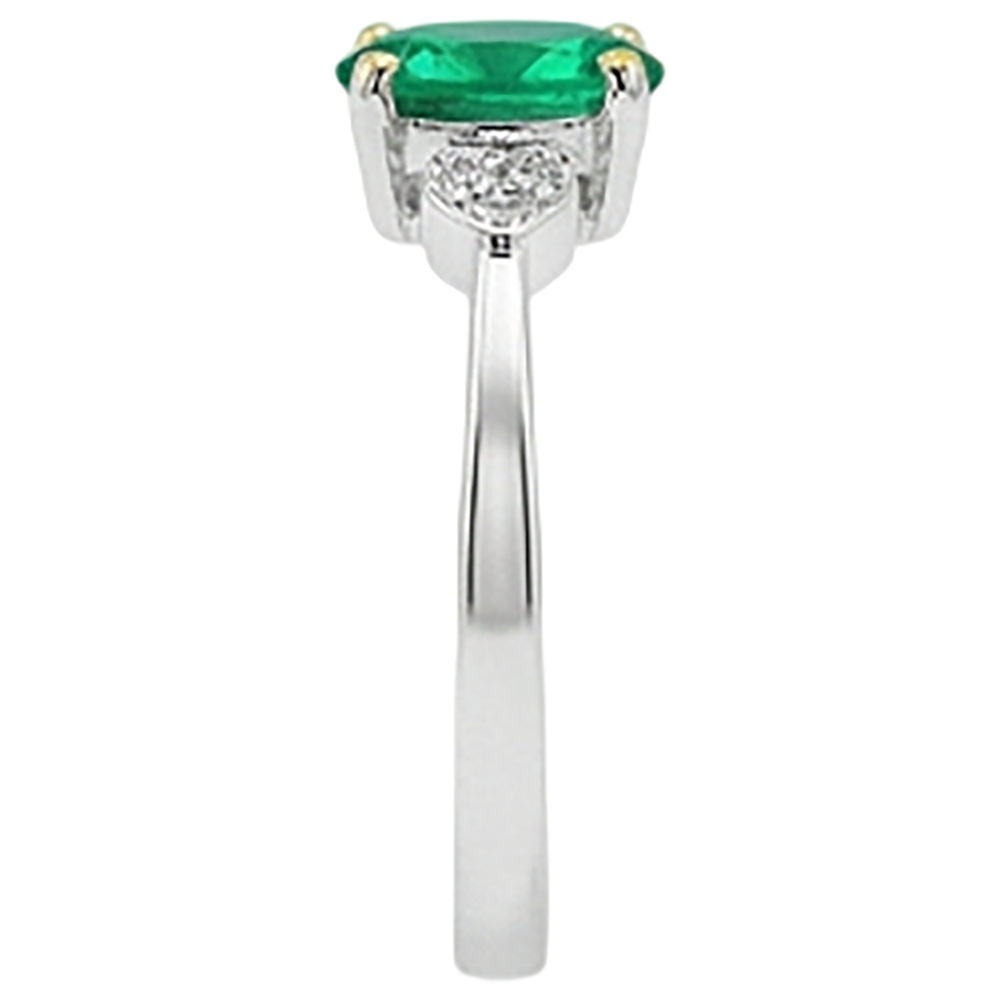Emerald Colored Stone Ring 2-ct Two-Tone 14K Gold – top view