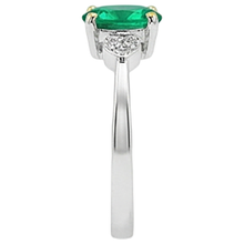 Emerald Colored Stone Ring 2-ct Two-Tone 14K Gold – top view
