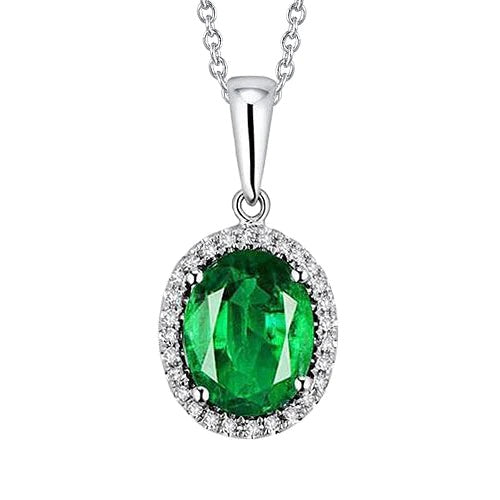 Oval Green Emerald And Round Diamond Gemstone Pendant 7 Carats Jewelry New