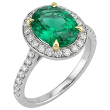 Earth-Mined Colombian Emerald Gemstone Ring 3.50 ct 14K Yellow Gold – front view