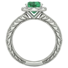 natural round emerald 3.50ct ring profile view