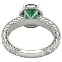 natural round emerald 3.50ct ring with diamond accents