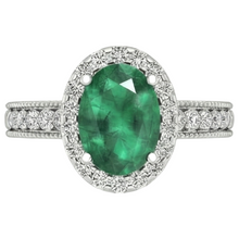 natural round emerald 3.50ct ring side angle