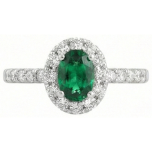 Oval Green Emerald Natural Earth Mined Diamond 3.85 Carats Wedding Ring White Gold 14K