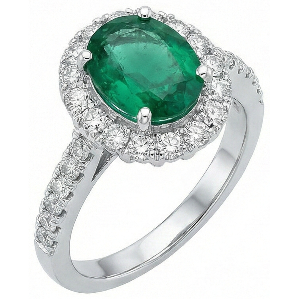 natural round emerald 2.50ct ring side angle