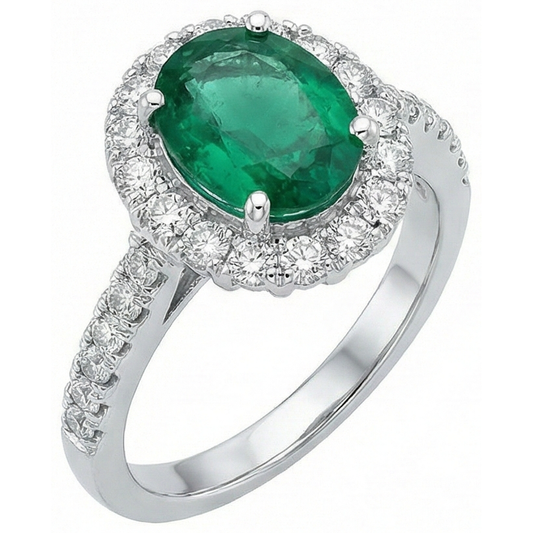 natural round emerald 2.50ct ring side angle