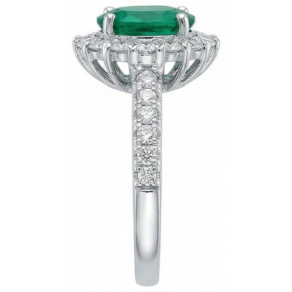natural round emerald 2.50ct ring top view