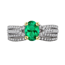 Oval Cut Fine Emerald ring in 14K Two Tone Gold – main view