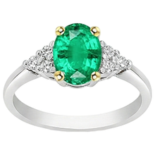Emerald Oval Precious Stone Ring in 14 Karat Two Tone Gold – side view
