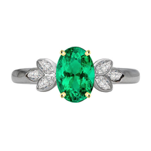Earth-Mined Fine Emerald Precious Stone Ring 4 ct Two-Tone 14K Gold – main view