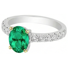 Colombian Emerald Precious Stone Ring 2-ct 14K Two Tone Gold – angle view