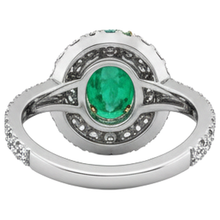 Oval Cut Emerald ring in 14K Two Tone Gold – top view