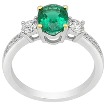 Gemstone Ring 14 Karat Two Tone Gold with Emerald – profile view