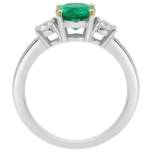 Oval Cut Emerald ring in 14 Karat Two Tone Gold – back view