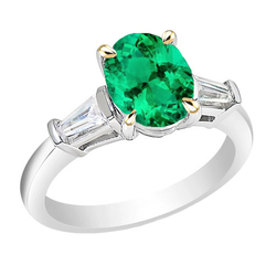 Earth-Mined Emerald Colored Stone Ring 3.50 ct – Two-Tone 14K