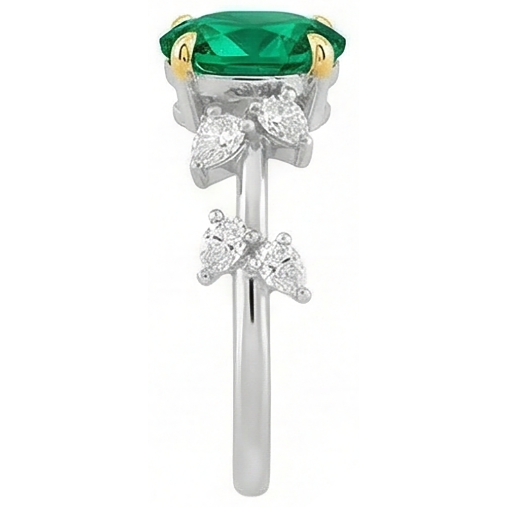Earth-Mined Fine Emerald Colored Stone Ring – top view