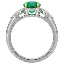 Earth-Mined Fine Emerald Precious Stone Ring 4 ct Two-Tone 14K Gold – back view
