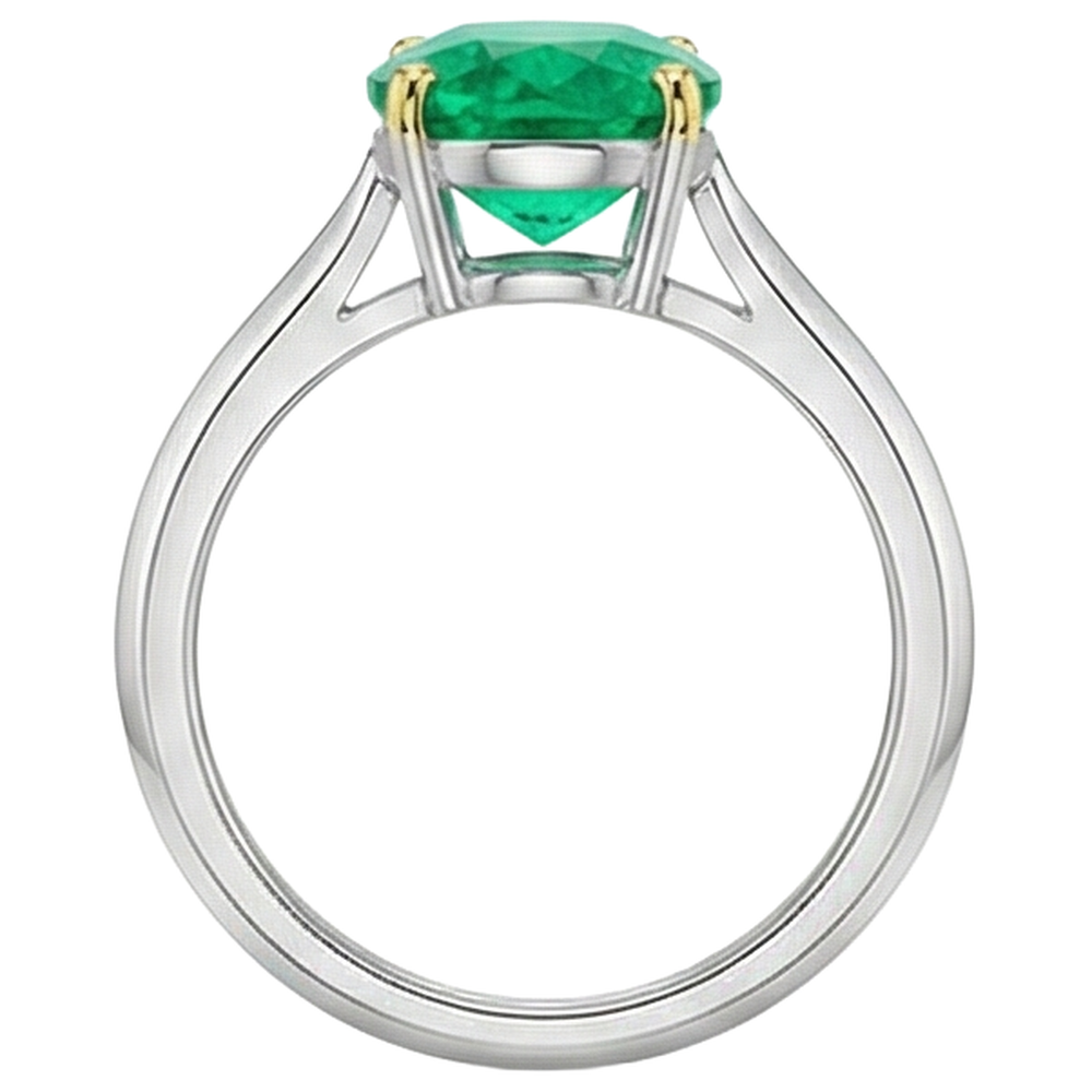 Real Fine Emerald Precious Stone Ring – top view