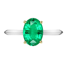 Real Fine Emerald Precious Stone Ring 3.50 ct Two-Tone 14K Gold – main view
