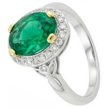 Fine Emerald Precious Stone Ring 3.50-ct Two-Tone 14K Gold – side view