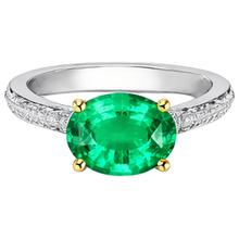 Emerald Precious Stone Ring 2-ct 14 Karat Two Tone Gold – angle view