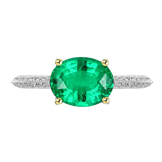 Oval Cut Emerald ring in 14 Karat Two Tone Gold – main view