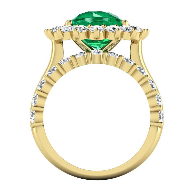 Oval Green Emerald With Diamonds Ring Set