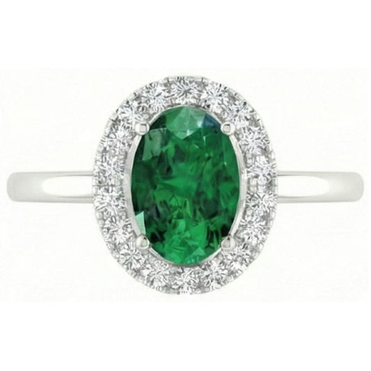 natural round emerald 4.50ct ring side angle