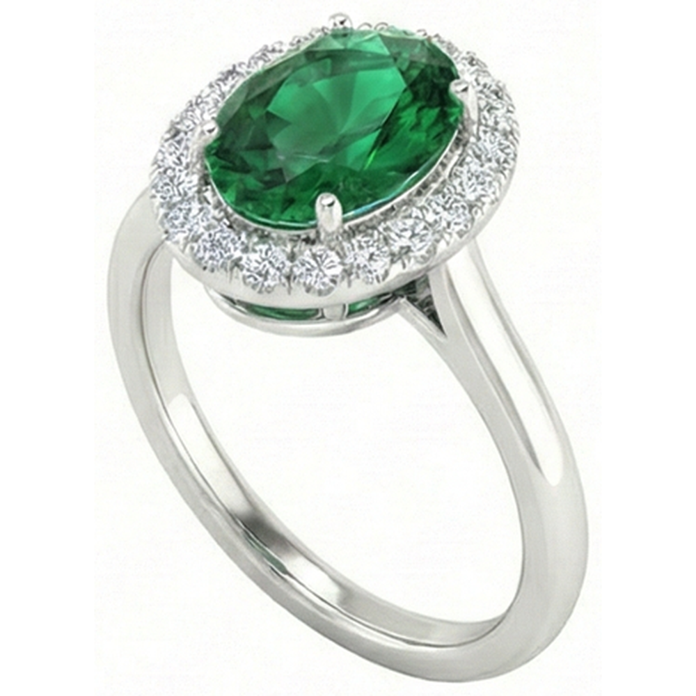 natural round emerald 4.50ct ring top view