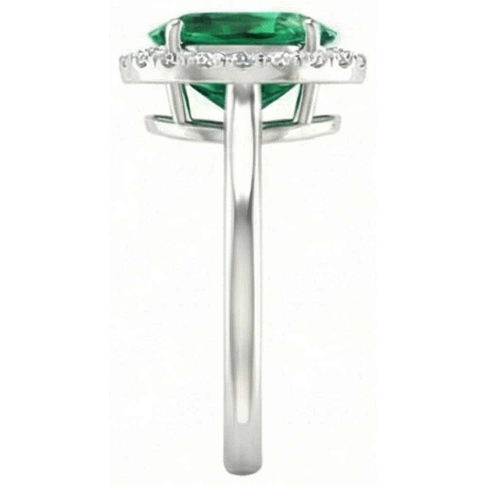 natural round emerald 4.50ct ring profile view
