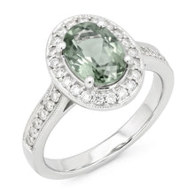 Oval Green Sapphire Halo Ring