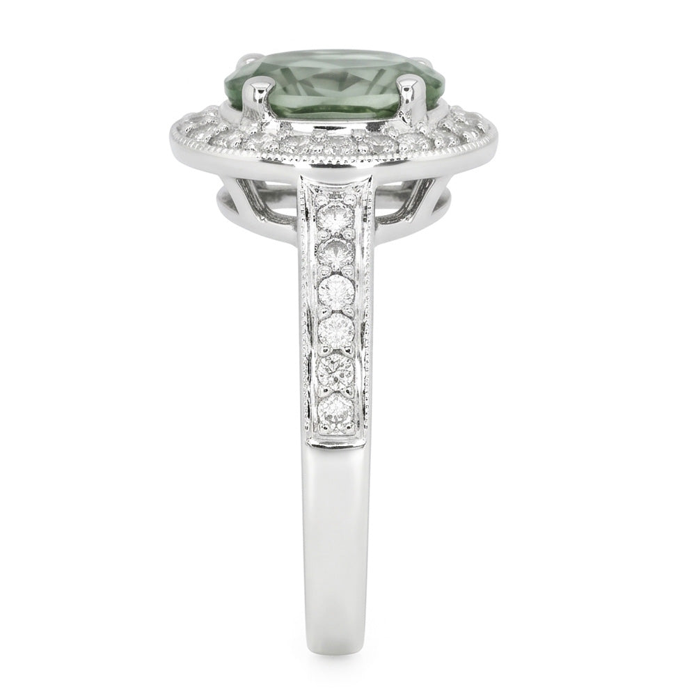 Oval Green Sapphire Halo Ring