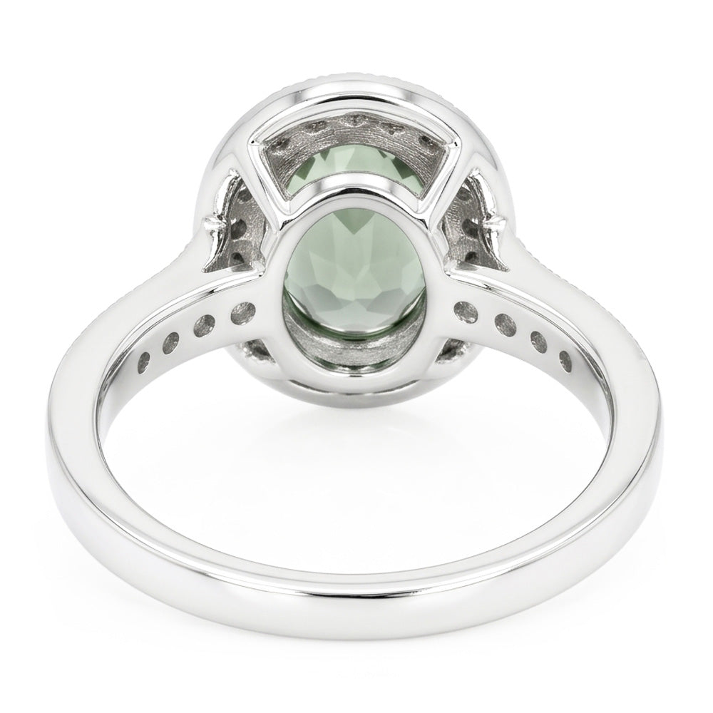 Oval Green Sapphire Halo Ring