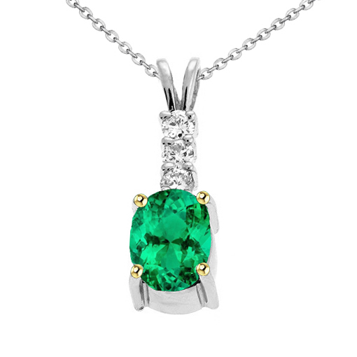 Emerald Precious Stone Pendant 1.50-ct 14K Two Tone Gold – main view