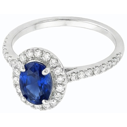 Natural Sapphire Ring 4ct - White Gold 14K
