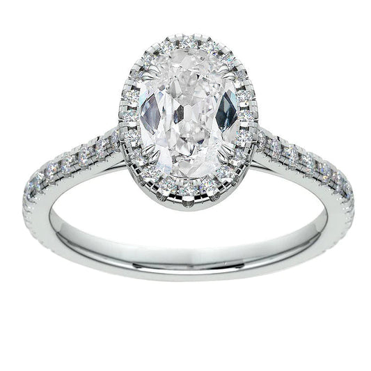 Oval Halo Engagement Ring Old Miner Real Diamond Double Prong 6.75 Carats