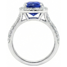 Oval Halo Engagement Ring Sri Lankan Sapphire & Natural Earth Mined Diamond 9 Carats New