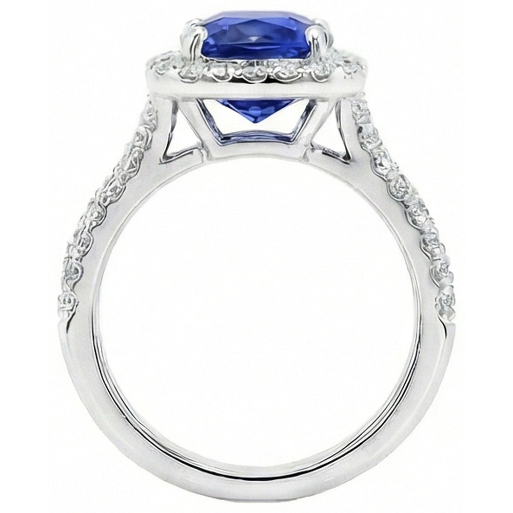 Oval Halo Engagement Ring Sri Lankan Sapphire & Natural Earth Mined Diamond 9 Carats New