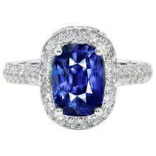 Oval Halo Engagement Ring Sri Lankan Sapphire & Natural Earth Mined Diamond 9 Carats New