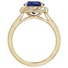 Oval Halo Gemstone Ring Blue Sapphire Pave Natural Earth Mined Diamond Yellow Gold 7 Carat