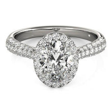 Oval Halo Natural Diamond Engagement Ring 1.75 Carats White Gold 14K Jewelry