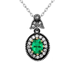 Luxury GIA-Certified Emerald Gemstone Pendant – 1.50 ct Two-Tone