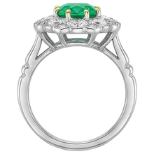 Oval Emerald ring in 14 Karat Two Tone Gold – back view
