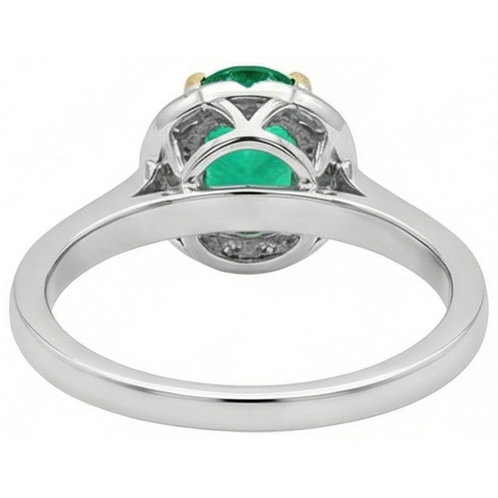 Emerald Precious Stone Ring 2-ct Two-Tone 14K Gold – back view