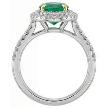 Earth-Mined Emerald Colored Stone Ring 3.50 ct 14 Karat Two Tone Gold – top view
