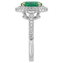 Oval Emerald ring in 14 Karat Two Tone Gold – profile view