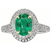 Colored Stone Ring 14 Karat Two Tone Gold with Emerald – side view