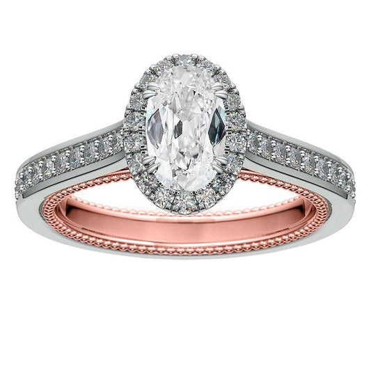Oval Halo Ring Old Miner Genuine Diamonds Accented Jewelry 6 Carats Two Tone