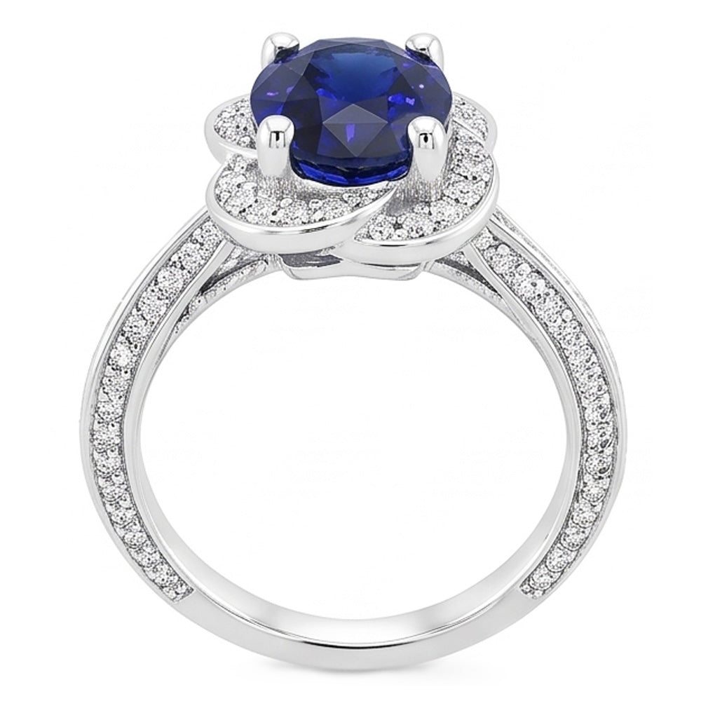 Oval Halo Sri Lankan Sapphire Ring 5 Carats Flower Style Natural Earth Mined Diamonds