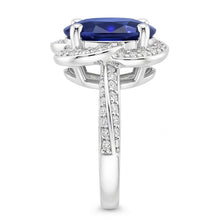 Oval Halo Sri Lankan Sapphire Ring 5 Carats Flower Style Natural Earth Mined Diamonds